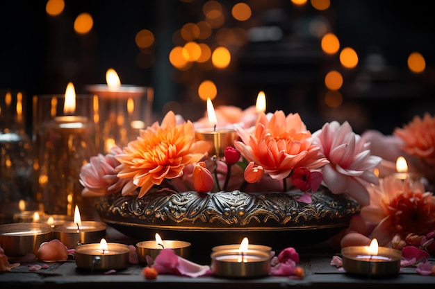 Hermoso banner decorativo feliz diwali diya