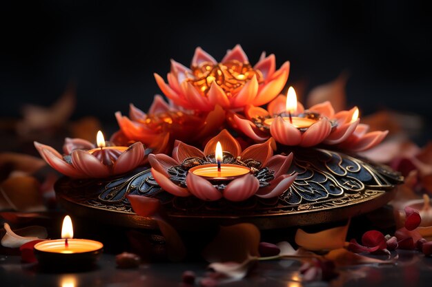 Hermoso banner decorativo feliz diwali diya