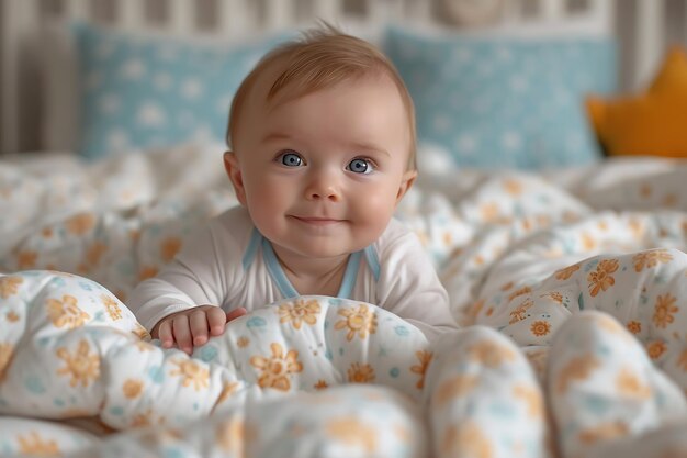 hermoso bebé recién nacido posando y sonriendo generado por la IA