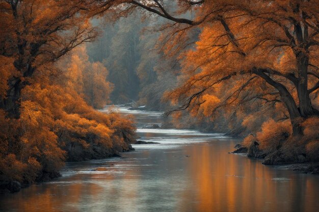 hermoso bosque de otoño con árboles y árboles hermoso bosque del otoño con árbol y árboles otoño