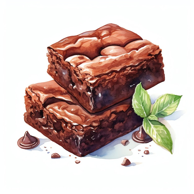 hermoso brownie de chocolate doble sabroso postre ilustración de clipart