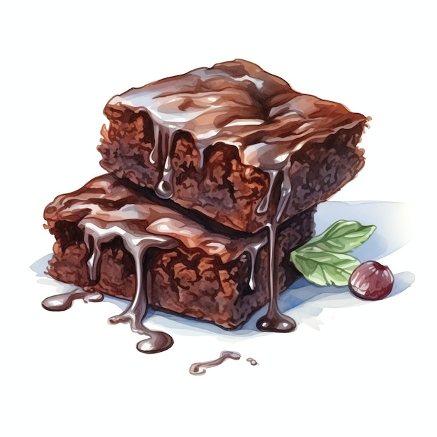 hermoso brownie de chocolate doble sabroso postre ilustración de clipart