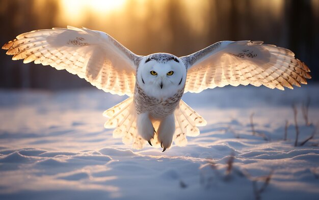 Foto hermoso búho de nieve