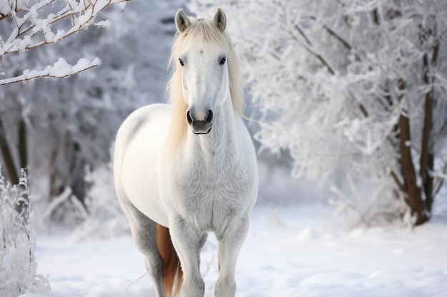 hermoso caballo en invierno