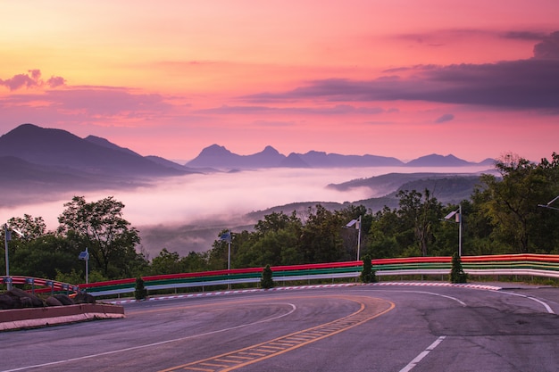 Foto hermoso camino en la mañana