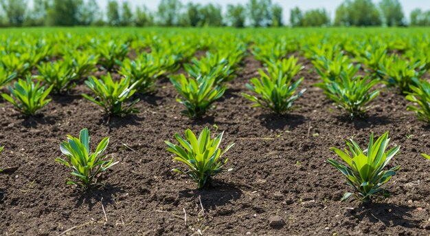 hermoso campo de cultivo de verduras verdes naturales en alta resolución