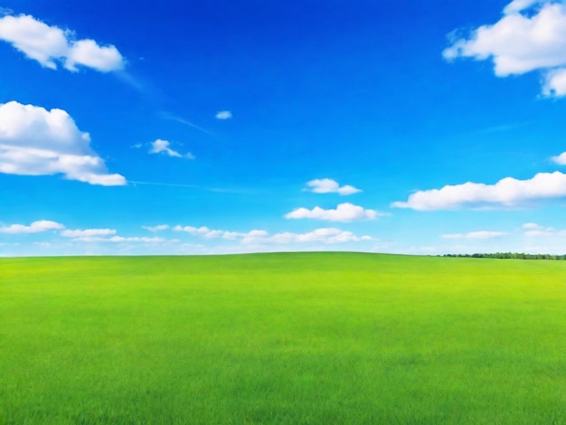 hermoso campo de prado con hierba fresca cielo azul con nubes primavera de verano paisaje natural perfecto