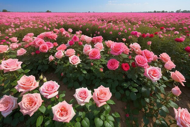 El hermoso campo de rosas