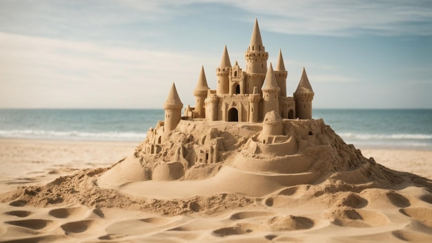 hermoso castillo de arena en la playa