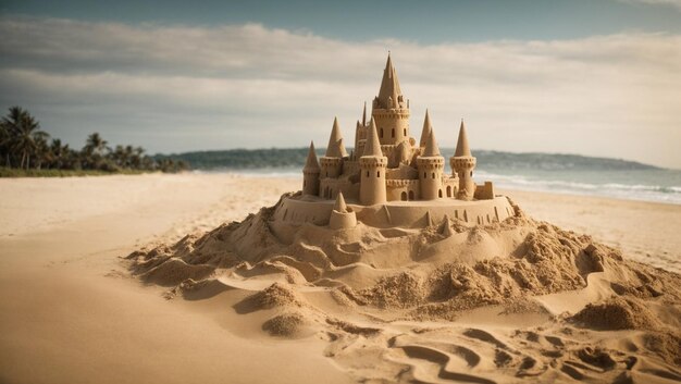 hermoso castillo de arena en la playa