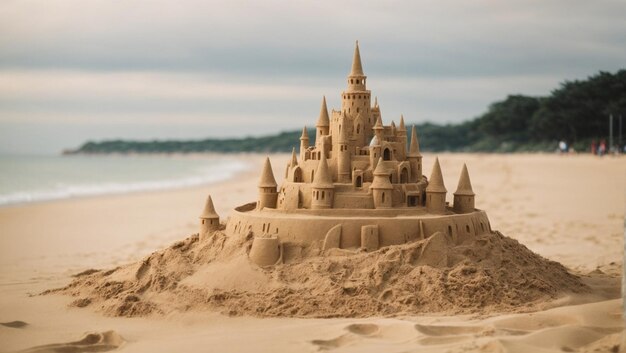 hermoso castillo de arena en la playa