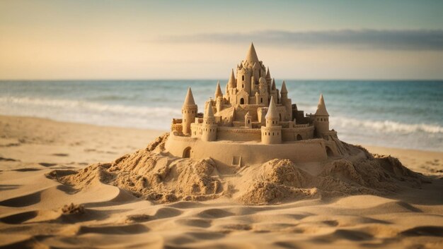 hermoso castillo de arena en la playa