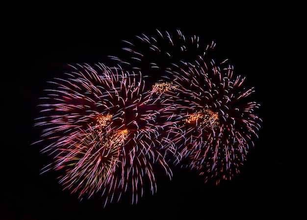 Hermoso castillo de fuegos artificiales para la celebración sobre el mar