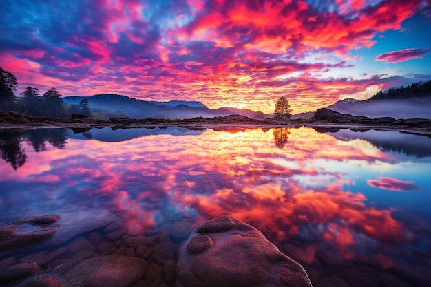 Foto hermoso cielo durante el amanecer