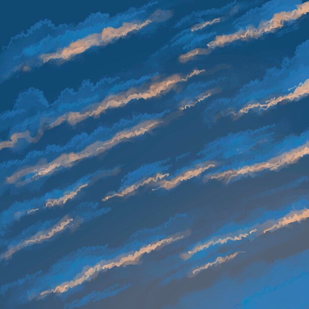 Hermoso cielo dramático con nubes Luz solar matutina o vespertina Paisaje de nubes Ilustración artística