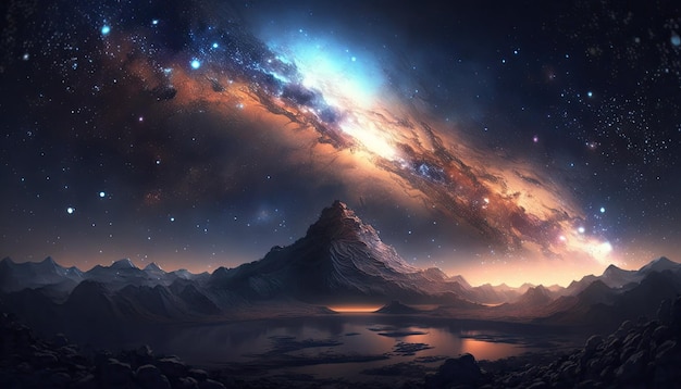 Hermoso cielo galaxia paisaje fondo de pantalla generado AI