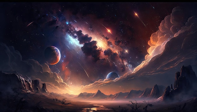 Hermoso cielo galaxia paisaje fondo de pantalla generado AI