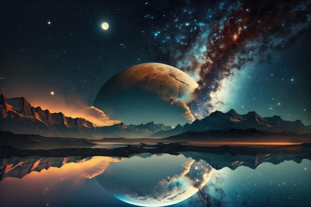 Hermoso cielo nocturno Elementos de esta imagen proporcionados por NASA Generative AI