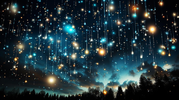 hermoso cielo nocturno con estrellas, nubes y luna