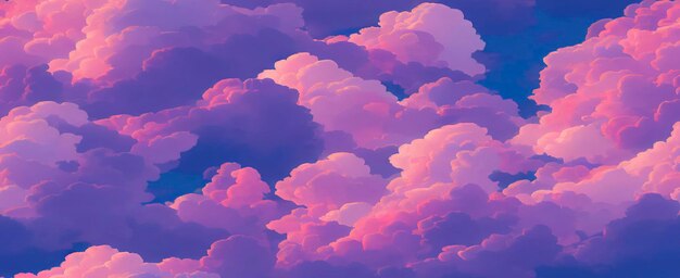 hermoso cielo nublado con colores pastel, rosa y violeta