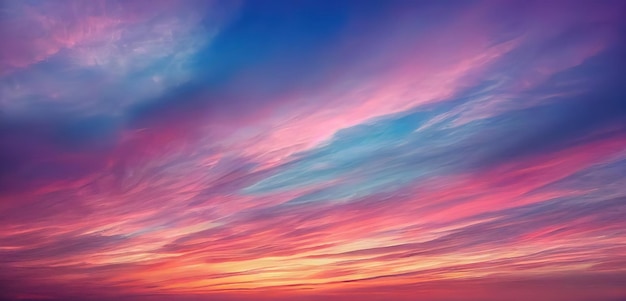 Hermoso cielo de puesta de sol con colores rosa pastel y violeta puesta de sol con nubes