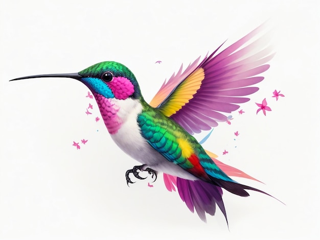 Un hermoso colibrí fantástico colorido.