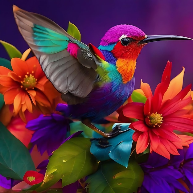 hermoso colibrí en flor Foto gratis