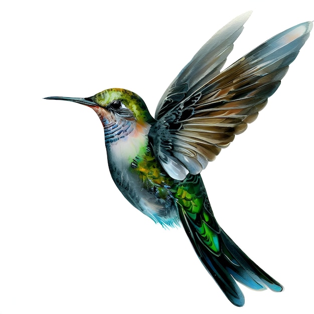 Hermoso colibrí volando dibujo de cerca