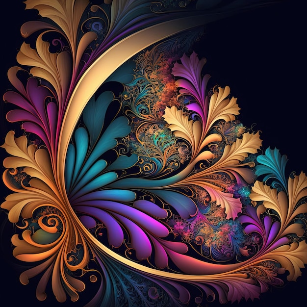 Hermoso colorido abstracto fractal fondo Generativo Ai