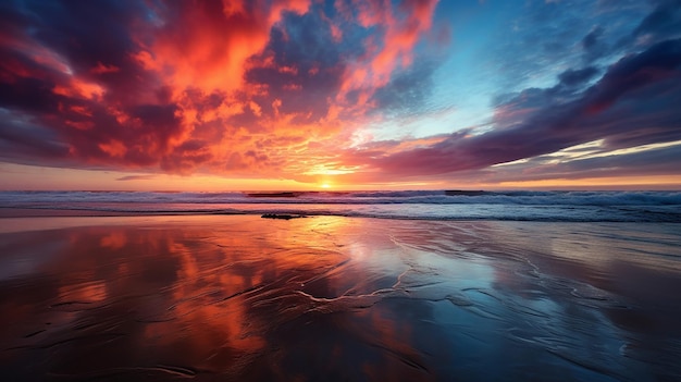 hermoso de colorido amanecer en la playa del océano