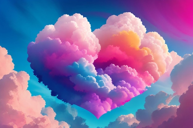 hermoso colorido día de San Valentín corazón en la nube