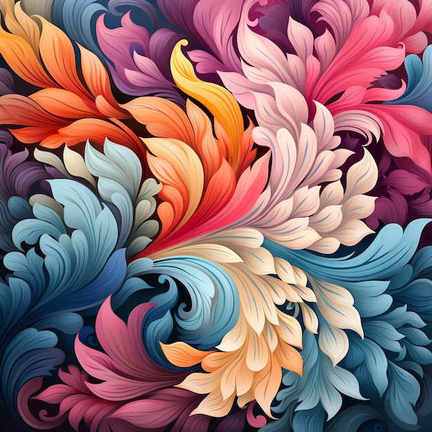 hermoso y colorido patrón de fillagree Paleta de colores cálidos