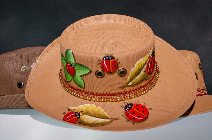 Foto hermoso y colorido sombrero mexicano pintado a mano.