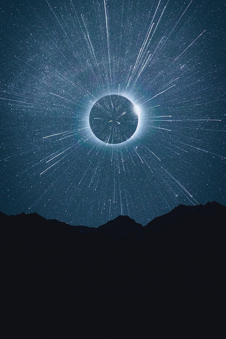 Foto hermoso concepto de espacio abstracto con estrellas fugaces