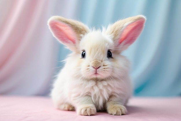 Foto un hermoso conejo de color mágico.