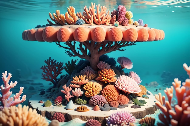 Hermoso coral colorido es el fondo de papel tapiz del hábitat de los peces del ecosistema del mundo submarino