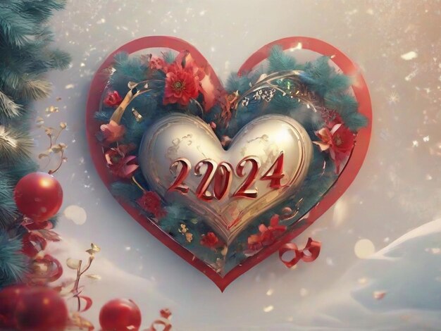 hermoso corazón feliz año nuevo 2024