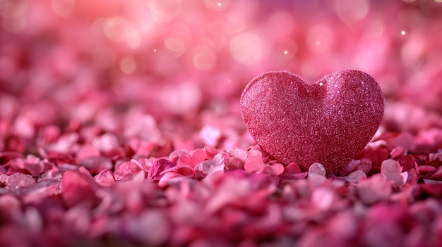 Foto el hermoso corazón rojo del amor, los papeles de pared de fondo, el brillo, el concepto de san valentín, el generativo ai.