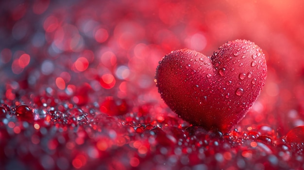 El hermoso corazón rojo del amor, los papeles de pared de fondo, el brillo, el concepto de San Valentín, el generativo Ai.