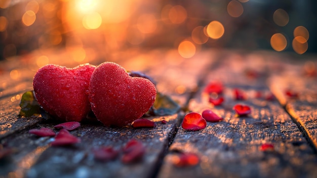 Foto el hermoso corazón rojo del amor, los papeles de pared de fondo, el brillo, el concepto de san valentín, el generativo ai.