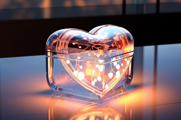 hermoso corazón de vidrio sobre un hermoso fondo