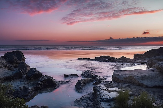 Hermoso crepúsculo sobre el mar