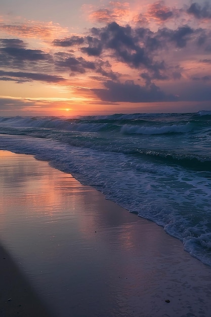 Hermoso crepúsculo sobre el mar