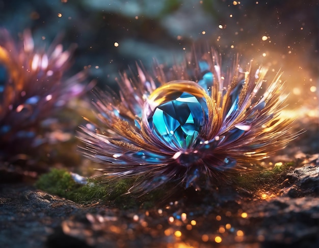 hermoso cristal mágico con flores de coloreshermoso cristal mágico con flores de coloreshermoso