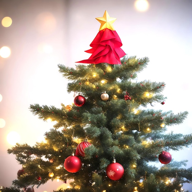 Hermoso y decorado árbol de Navidad estado de ánimo de Navidad Gran foto para tarjetas de felicitación