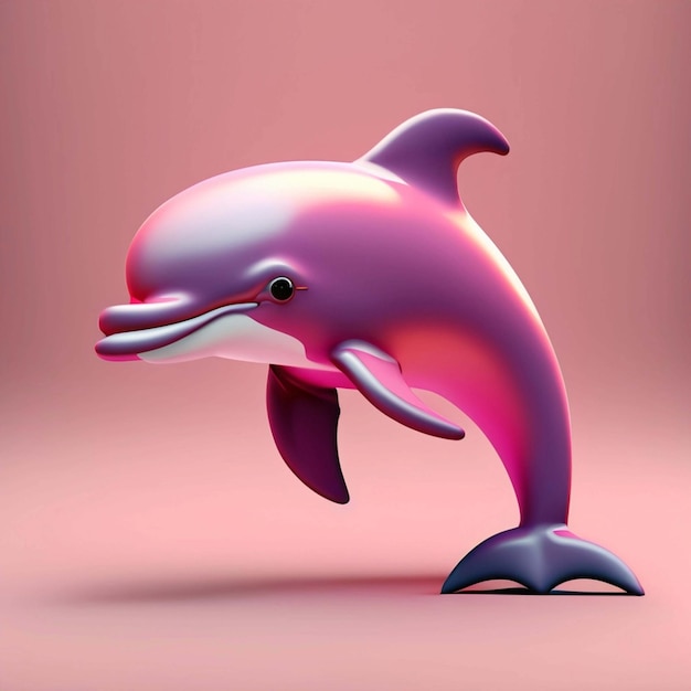 Un hermoso delfín rosado con alas de ángel rosa IA generativa