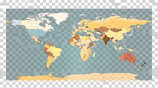 Un hermoso y detallado mapa del mundo El mapa presenta un diseño clásico con un enfoque en las fronteras políticas