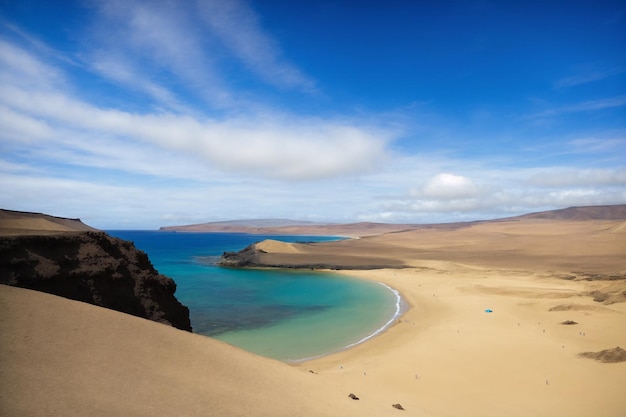 Foto un hermoso día en la playa de papagayo en la isla de lanzarote canarias españa