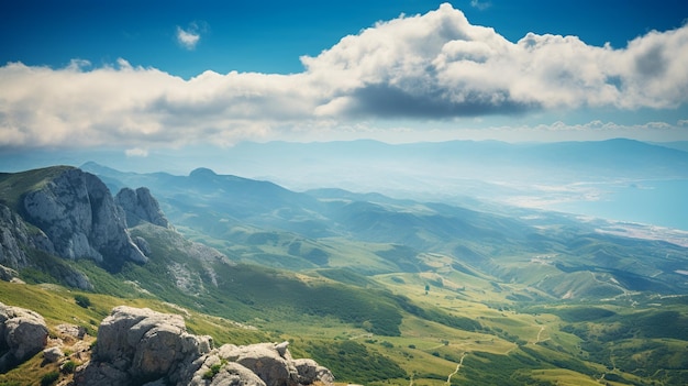 Hermoso día soleado de verano con nubes AI Generative