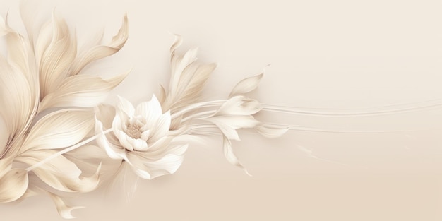 Hermoso dibujo a lápiz beige y blanco abstracto fondo de diseño floral hermoso AI generativo AIG32